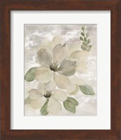 Framed White on White Floral II Sage
