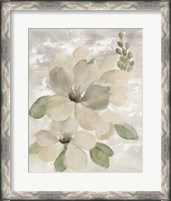 Framed White on White Floral II Sage