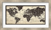 Framed Old World Map Parchment