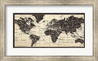 Framed Old World Map Parchment