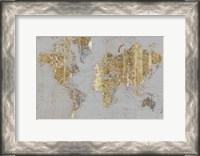 Framed Gilded Map Light Gray
