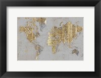 Framed Gilded Map Light Gray