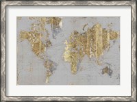 Framed Gilded Map Light Gray