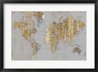 Framed Gilded Map Light Gray