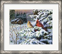 Framed Winters Warm Glow Cardinals