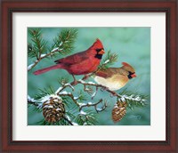 Framed Winter Morning Cardinals