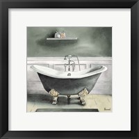 Framed 'Smoky Gray Bath I' border=