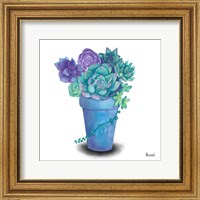 Framed 'Turquoise Succulents IV' border=