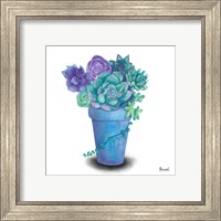 Framed 'Turquoise Succulents IV' border=