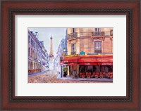 Framed Paris Cafe w/Eiffel