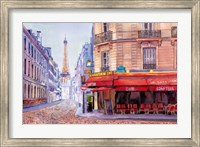 Framed Paris Cafe w/Eiffel