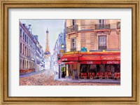 Framed Paris Cafe w/Eiffel