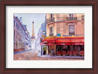 Framed Paris Cafe w/Eiffel