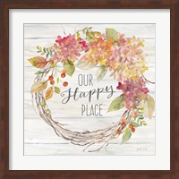 Framed Farmhouse Hydrangea Wreath Spice II Happy Place