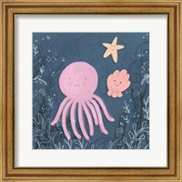 Framed 'Mermaid and Octopus Navy II' border=