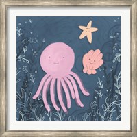 Framed Mermaid and Octopus Navy II