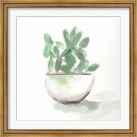 Framed Watercolor Cactus Still Life III