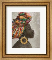 Framed Portrait of a Woman I (gold hoop)