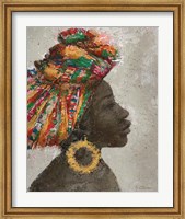 Framed Portrait of a Woman I (gold hoop)