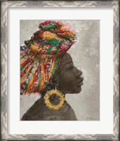 Framed 'Portrait of a Woman I (gold hoop)' border=