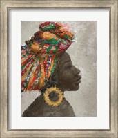 Framed Portrait of a Woman I (gold hoop)