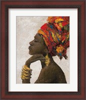 Framed 'Portrait of a Woman II (gold bracelets)' border=