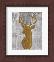 Framed 'Rustic Lodge Animals Deer Head on Grey' border=