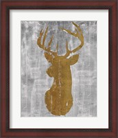 Framed Rustic Lodge Animals Deer Head on Grey