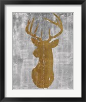 Framed 'Rustic Lodge Animals Deer Head on Grey' border=