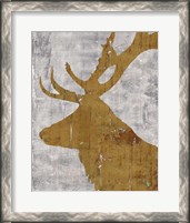 Framed Rustic Lodge Animals Deer on Grey