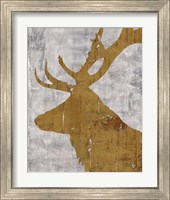 Framed 'Rustic Lodge Animals Deer on Grey' border=