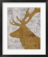 Framed 'Rustic Lodge Animals Deer on Grey' border=