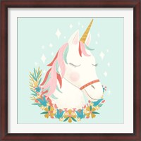Framed Unicorns and Flowers I