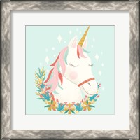 Framed Unicorns and Flowers I