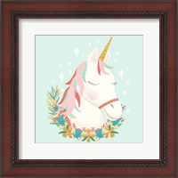 Framed Unicorns and Flowers I