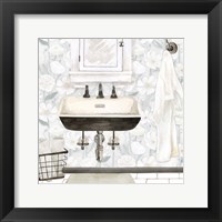 White Floral Bath I Framed Print