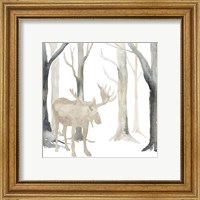 Framed 'Winter Forest Moose' border=