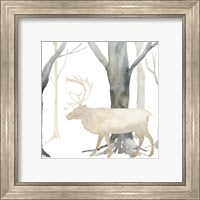 Framed 'Winter Forest Elk' border=