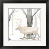 Framed Winter Forest Elk