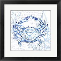 Framed 'Coastal Sketchbook Crab' border=