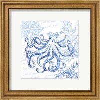 Framed 'Coastal Sketchbook Octopus' border=