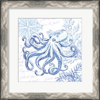 Framed 'Coastal Sketchbook Octopus' border=