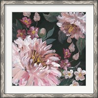 Framed 'Romantic Moody Florals on Black I' border=