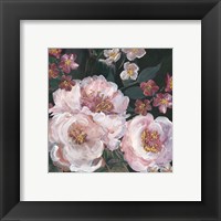 Framed 'Romantic Moody Florals on Black II' border=