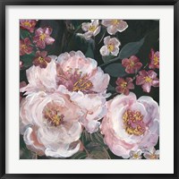 Framed Romantic Moody Florals on Black II