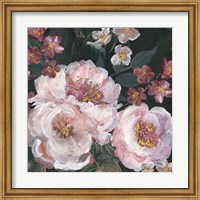 Framed 'Romantic Moody Florals on Black II' border=