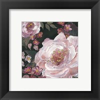 Framed 'Romantic Moody Florals on Black III' border=