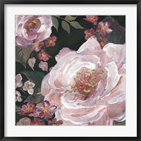 Framed Romantic Moody Florals on Black III