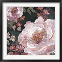 Framed 'Romantic Moody Florals on Black III' border=