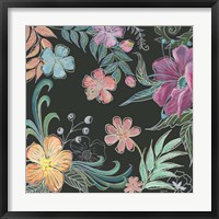 Boho Florals on Black II Framed Print